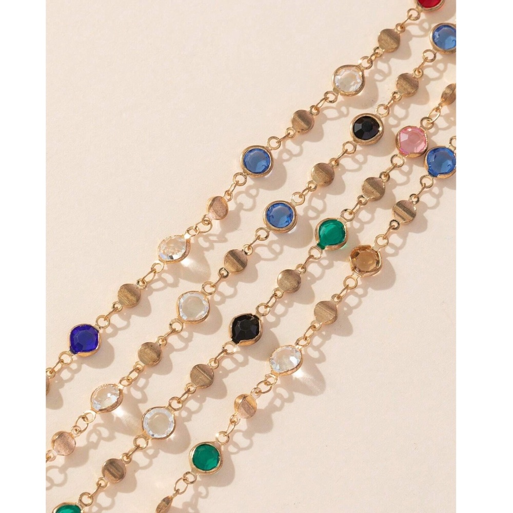 Luxe Gold Tone Rhinestone Long Necklace - Picture 5 of 5